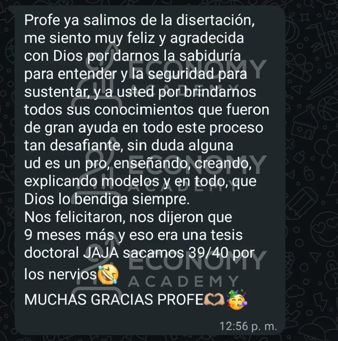 Otra captura anónima del agradecimiento tras una disertación con nota de 39/40 y felicitaciones por el trabajo.